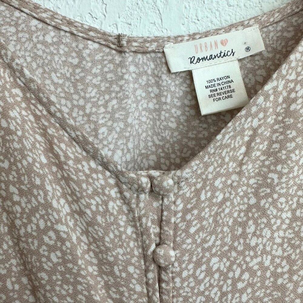 Urban Romantics Boho Short Sleeve Blouse Tan and White M - Picture 4 of 6